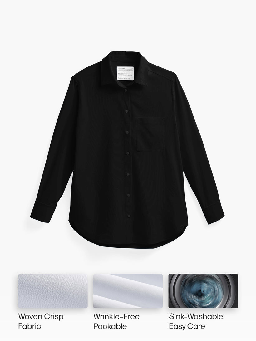 Women's AeroZero° Poplin Relaxed Shirt in Jet Black, front view