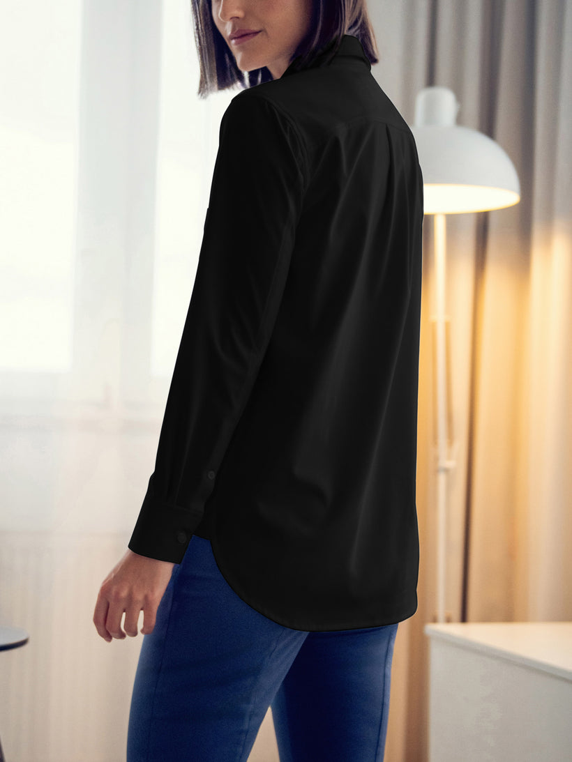 Women's AeroZero° Poplin Relaxed Shirt in Jet Black, lifestyle shot