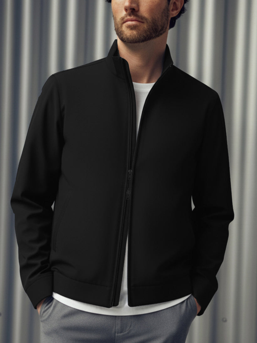 Men's Velocity Merino Harrington Jacket in Black, lifestyle shot